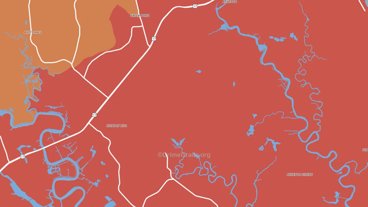 Green Pond, SC Map of Arson Rates