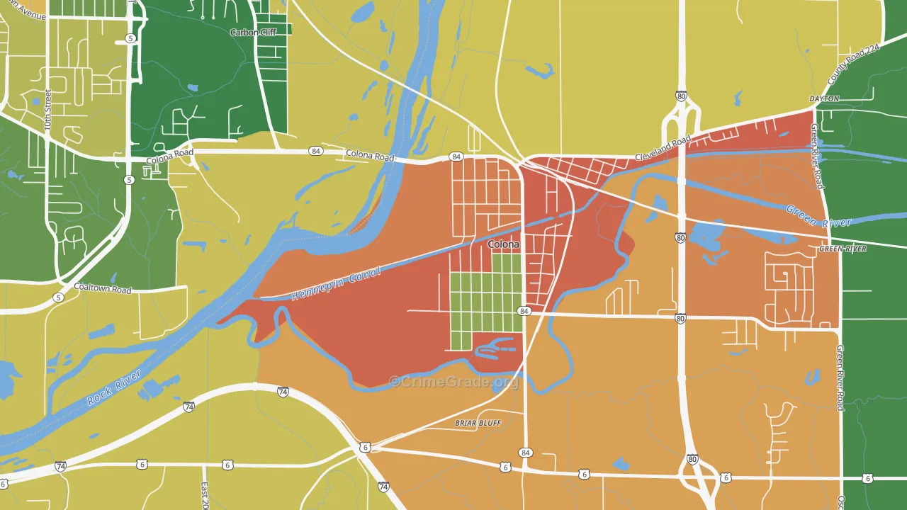 Green Rock, IL Map of Arson Rates
