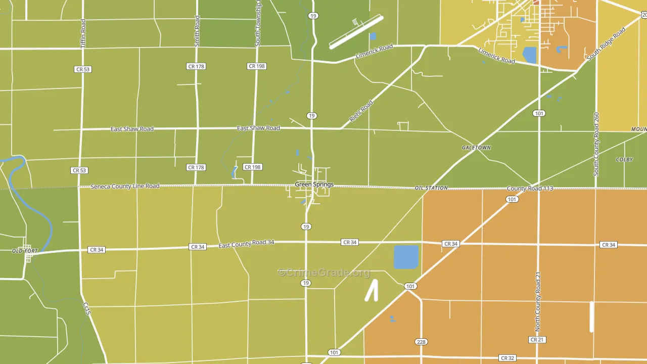 Green Springs, OH Map of Arson Rates