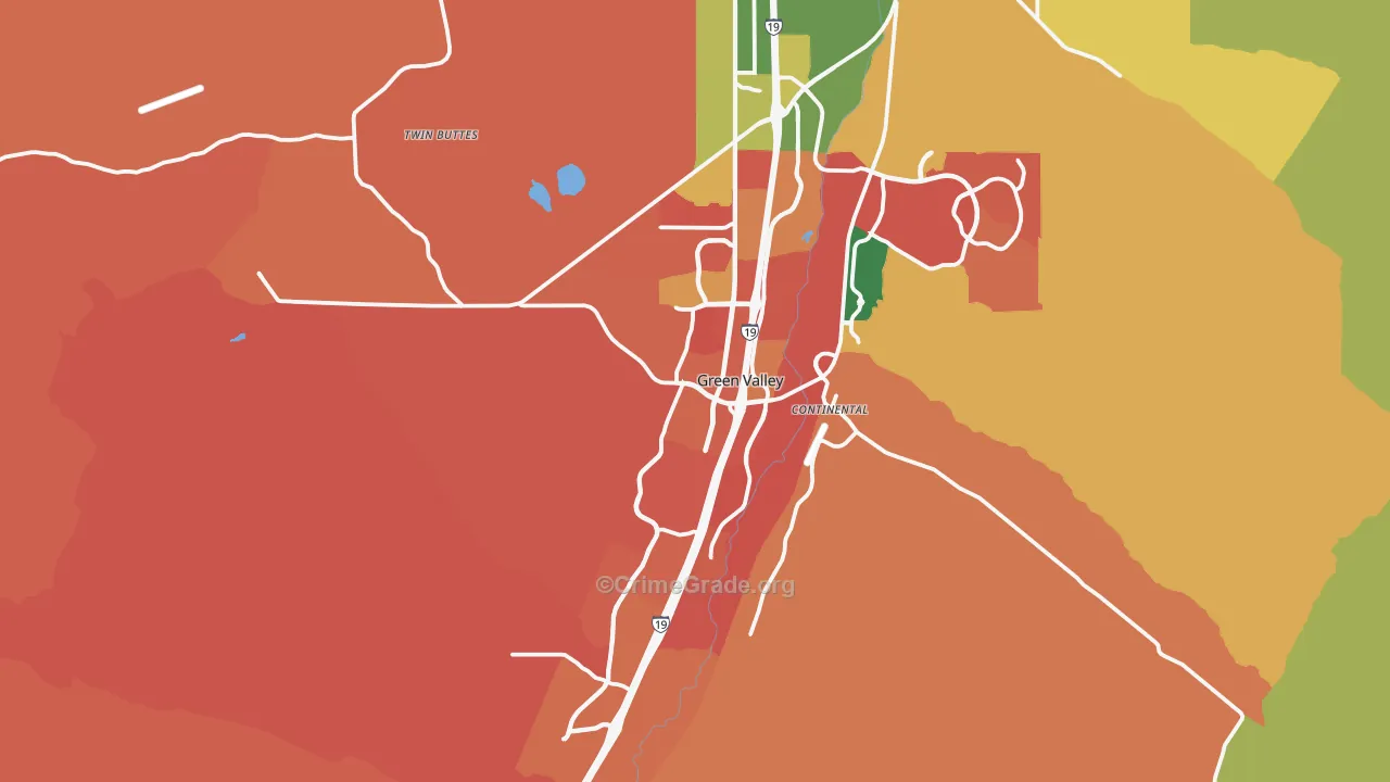 Green Valley, AZ Map of Arson Rates