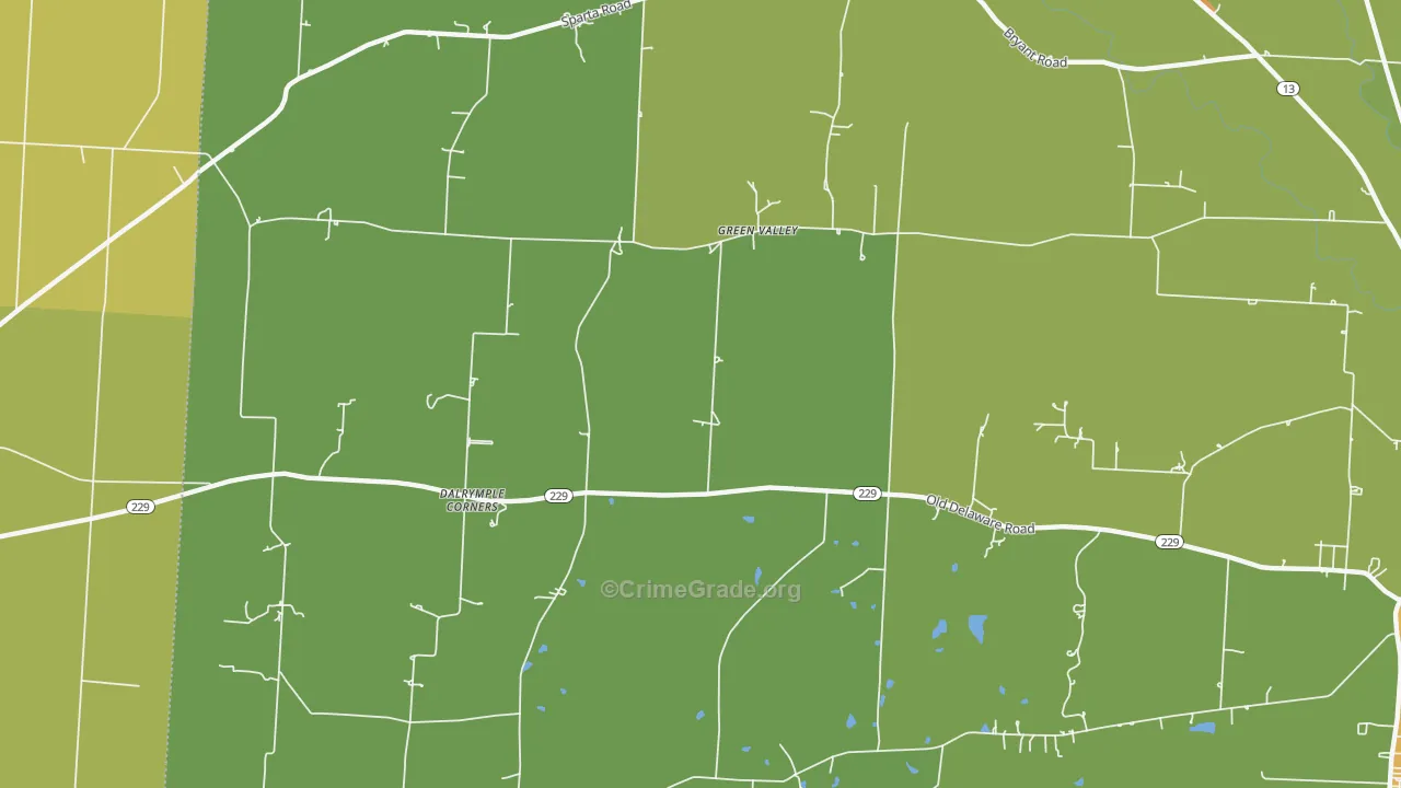 Green Valley, OH Map of Arson Rates