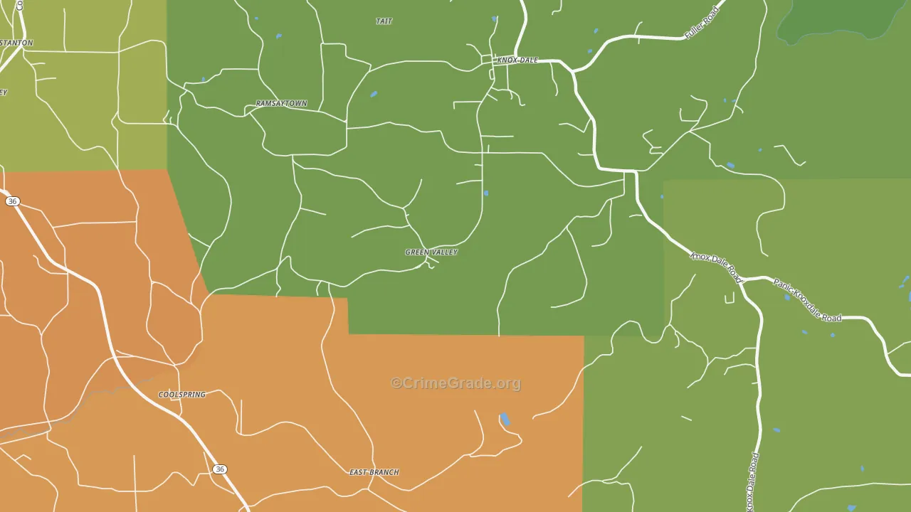 Green Valley, PA Map of Arson Rates