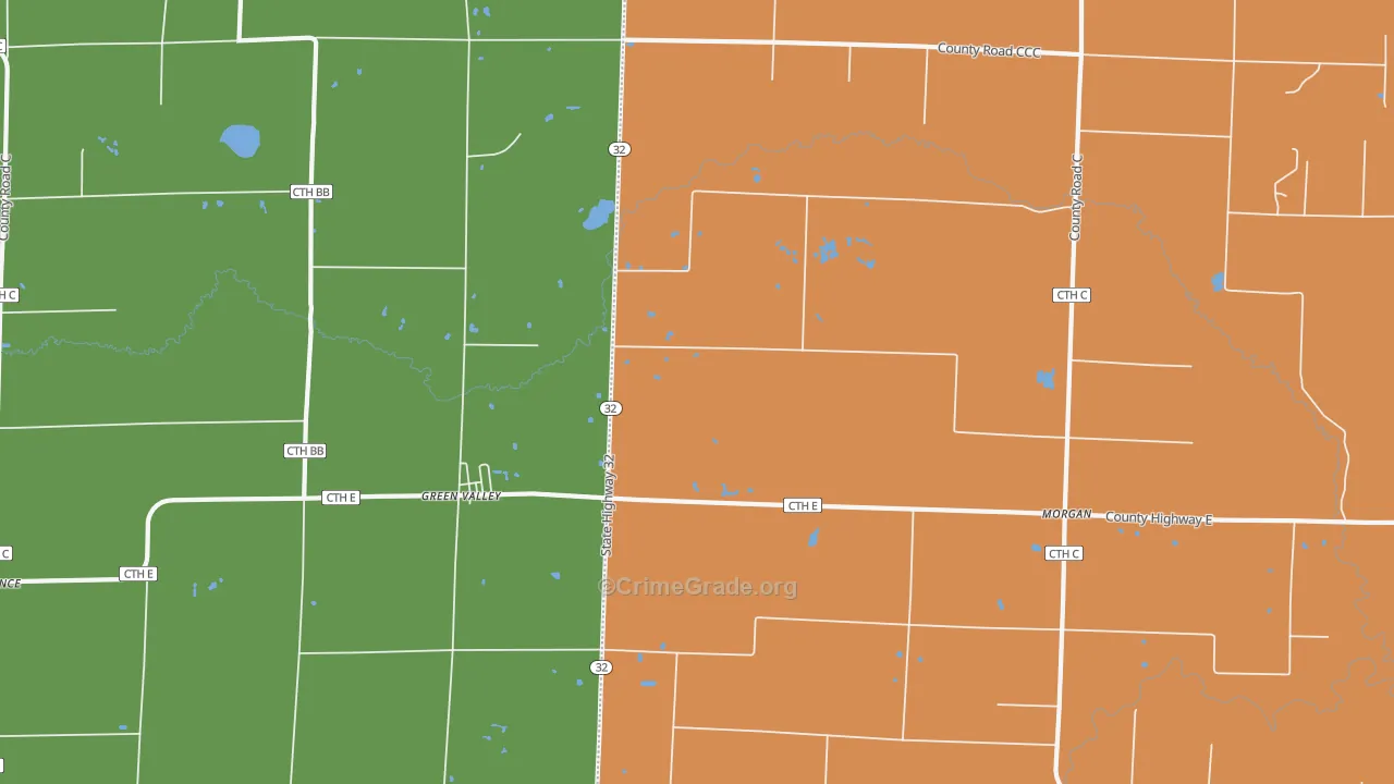 Green Valley, WI Map of Arson Rates