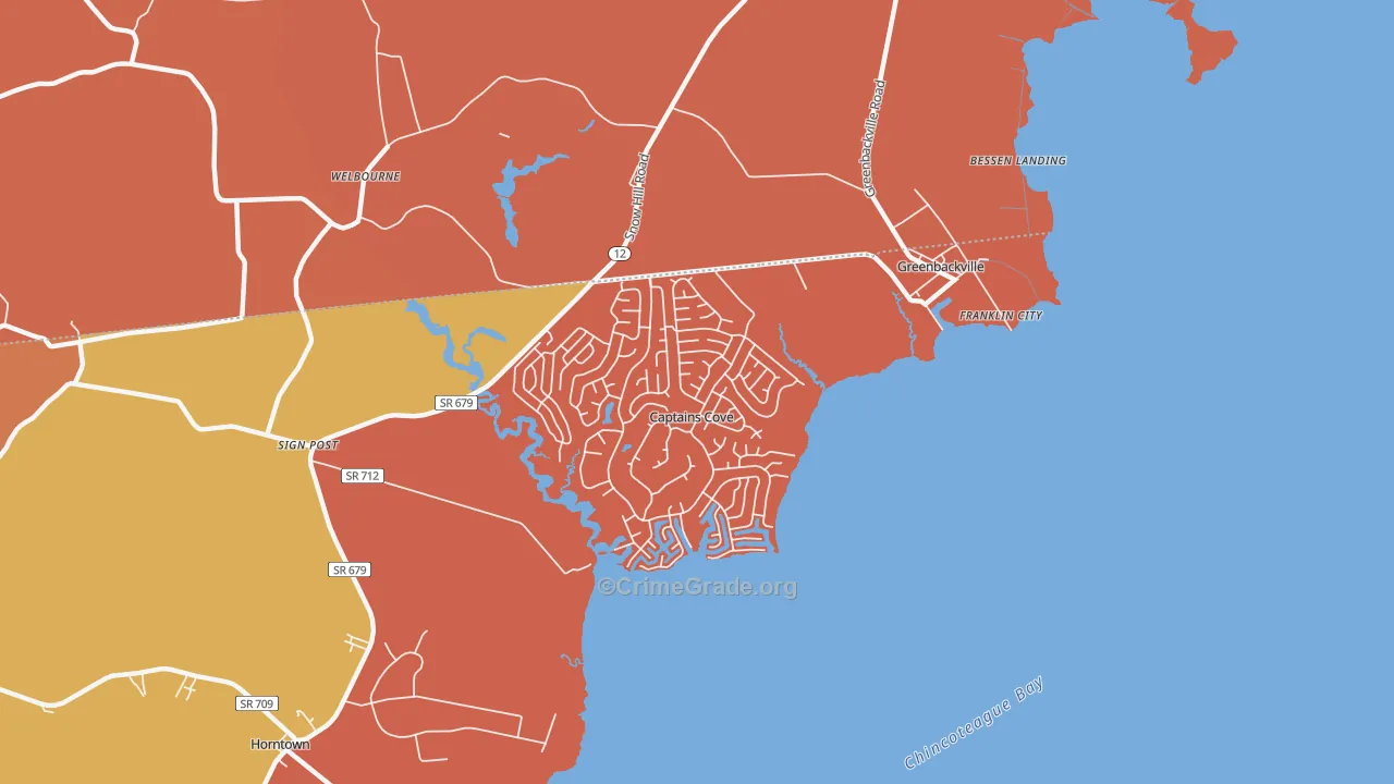 Greenbackville, VA Map of Arson Rates
