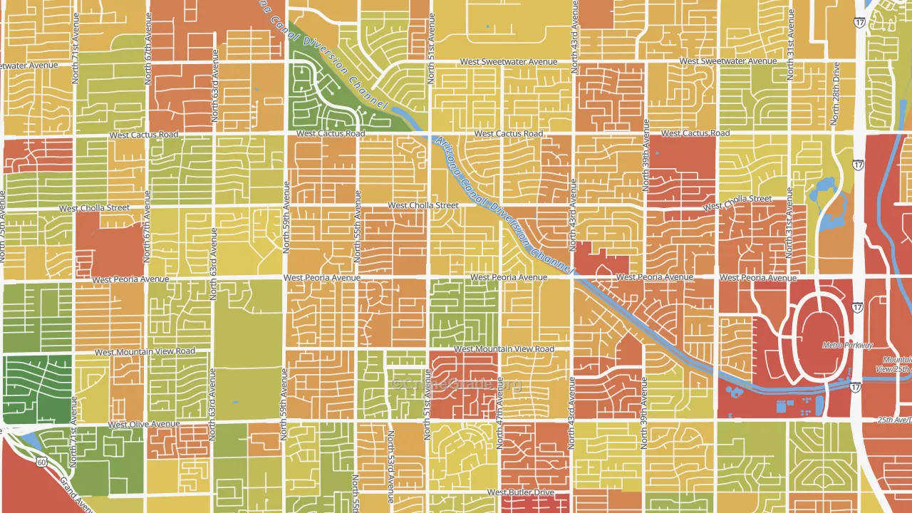 Greenbriar, Glendale, AZ Map of Arson Rates