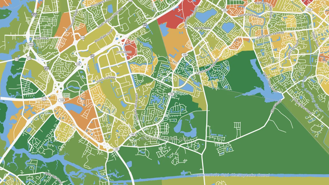 Greenbrier East, Chesapeake, VA Map of Arson Rates