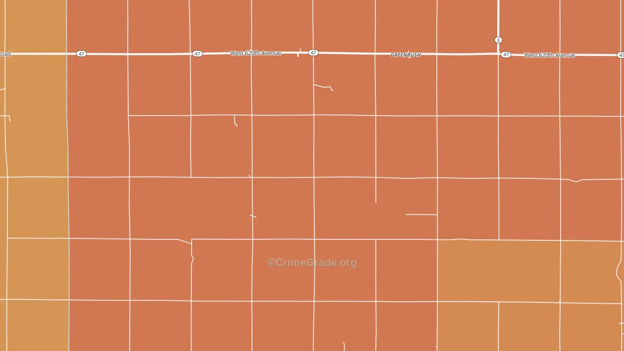 Greenbush, KS Map of Arson Rates