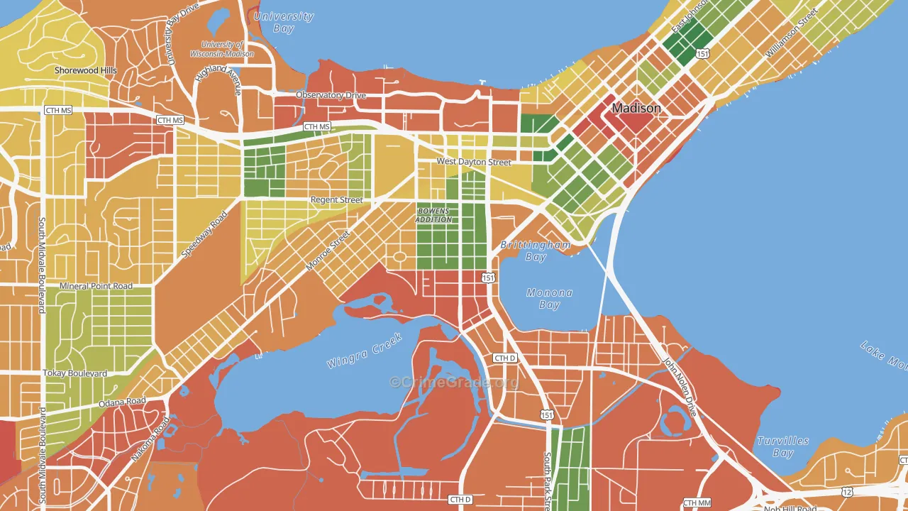 Greenbush, Madison, WI Map of Arson Rates