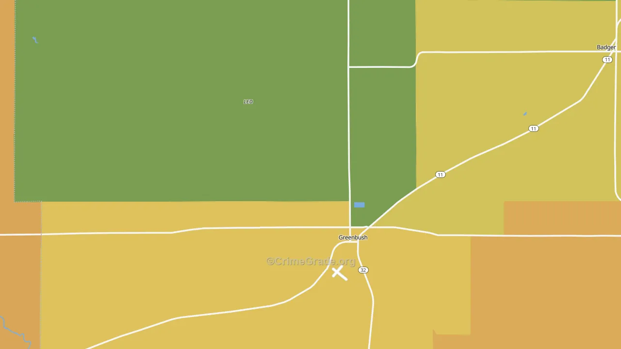 Greenbush, MN Map of Arson Rates