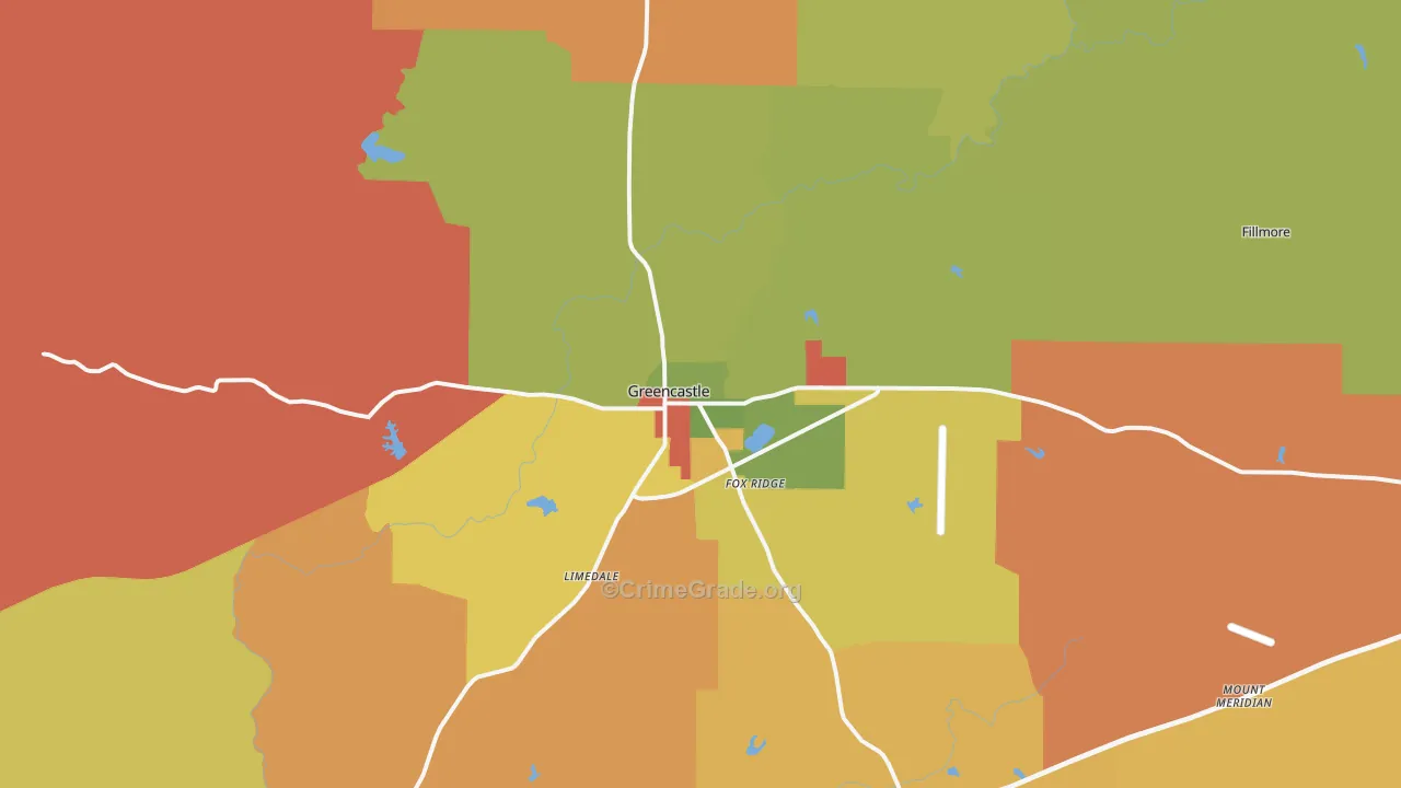 Greencastle, IN Map of Arson Rates