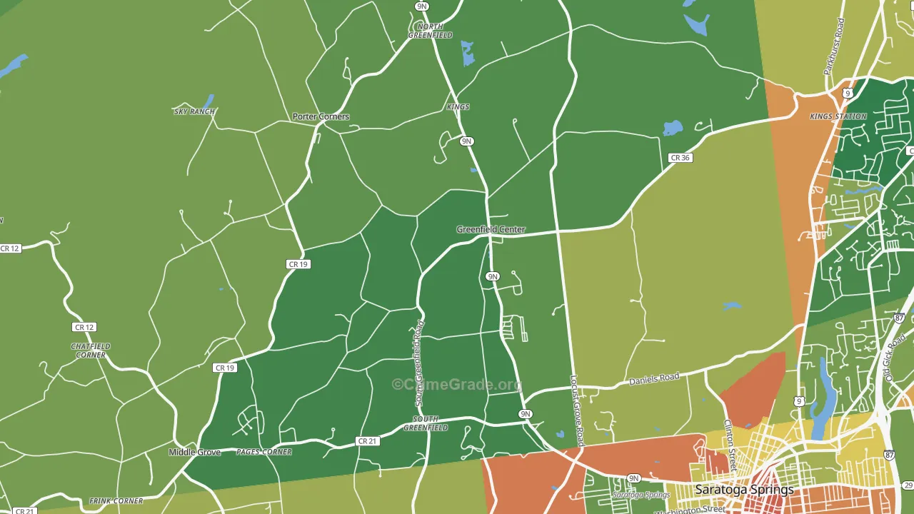 Greenfield Center, NY Map of Arson Rates