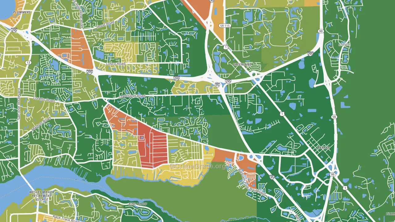 Greenland, Jacksonville, FL Map of Arson Rates