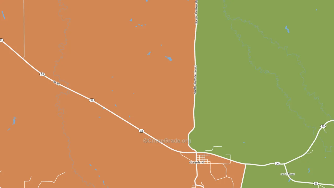 Greenland, MI Map of Arson Rates