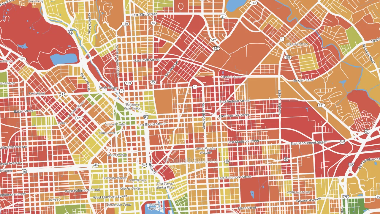 Greenmount, Baltimore, MD Map of Arson Rates