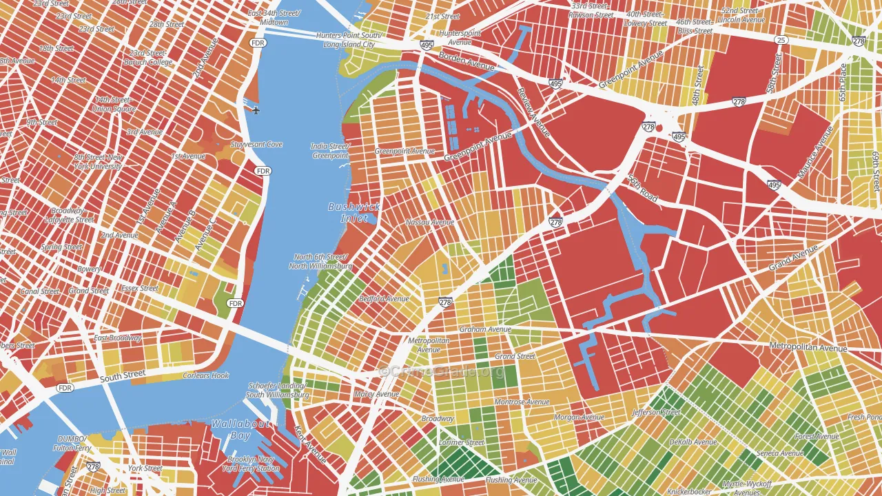 Greenpoint, Brooklyn, NY Map of Arson Rates