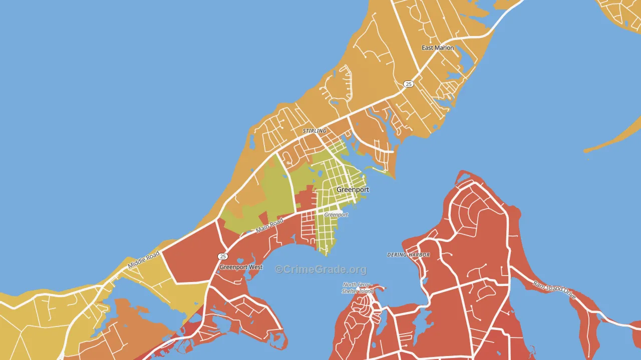 Greenport, NY Map of Arson Rates