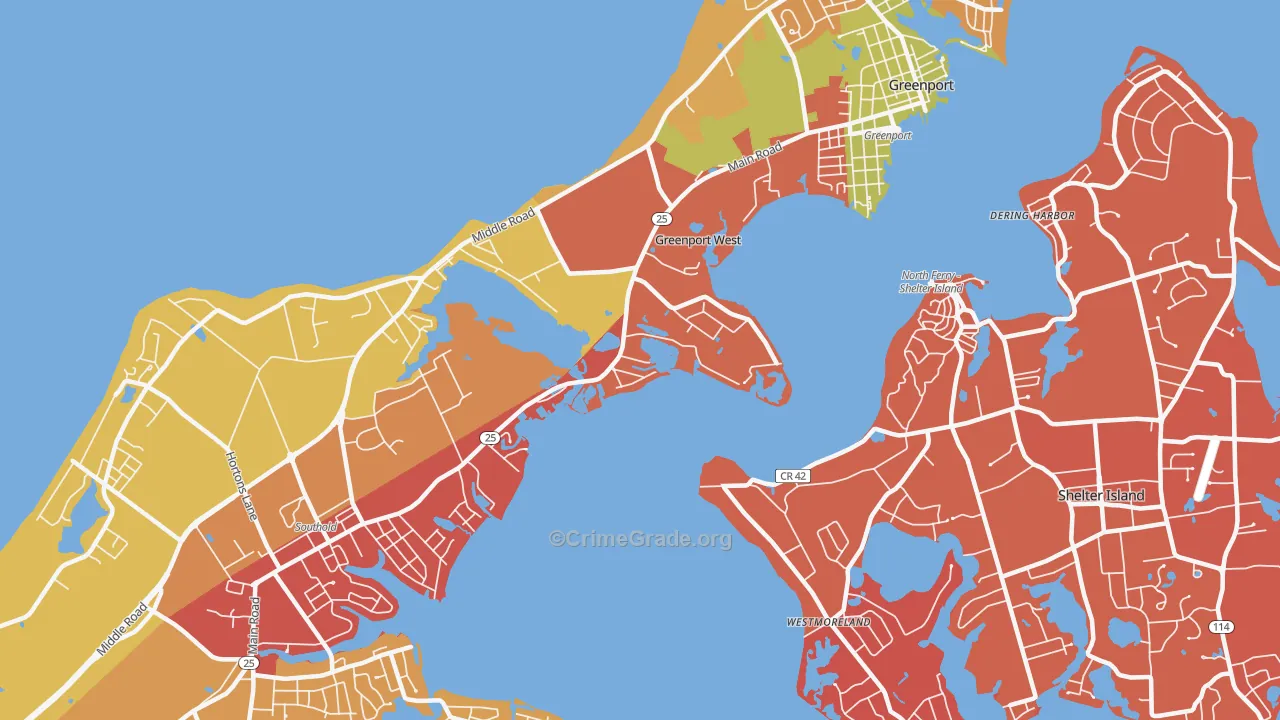 Greenport West, NY Map of Arson Rates