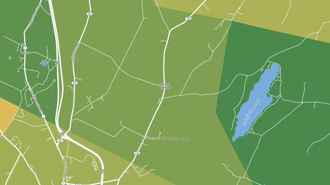 Greens Corners, VT Map of Arson Rates