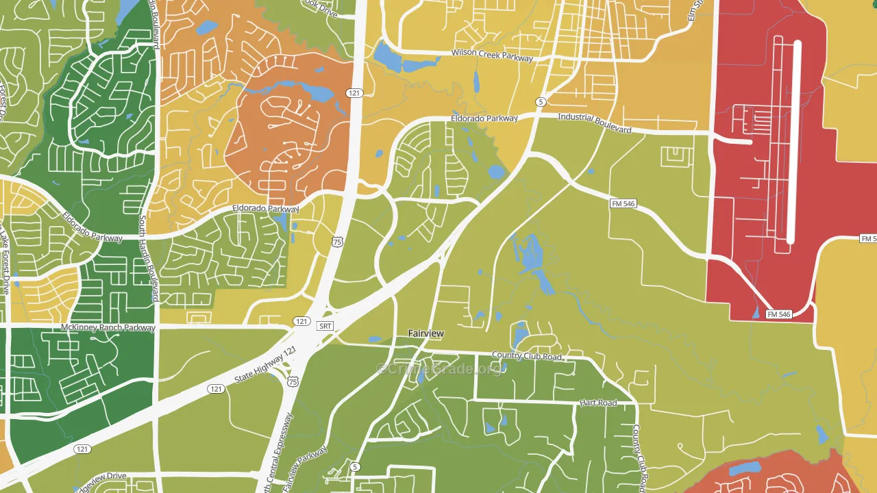 Greens of McKinney, McKinney, TX Map of Arson Rates