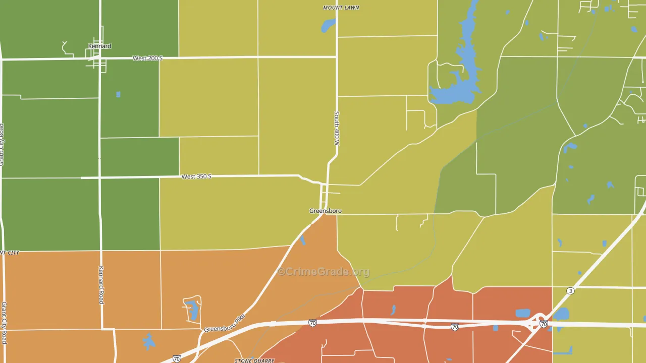 Greensboro, IN Map of Arson Rates