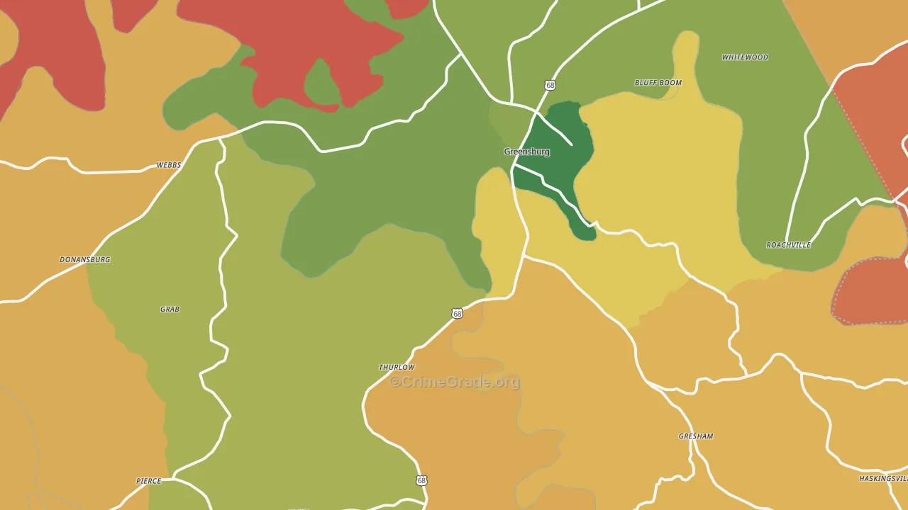 Greensburg, KY Map of Arson Rates