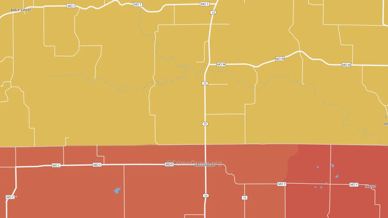 Greensburg, MO Map of Arson Rates