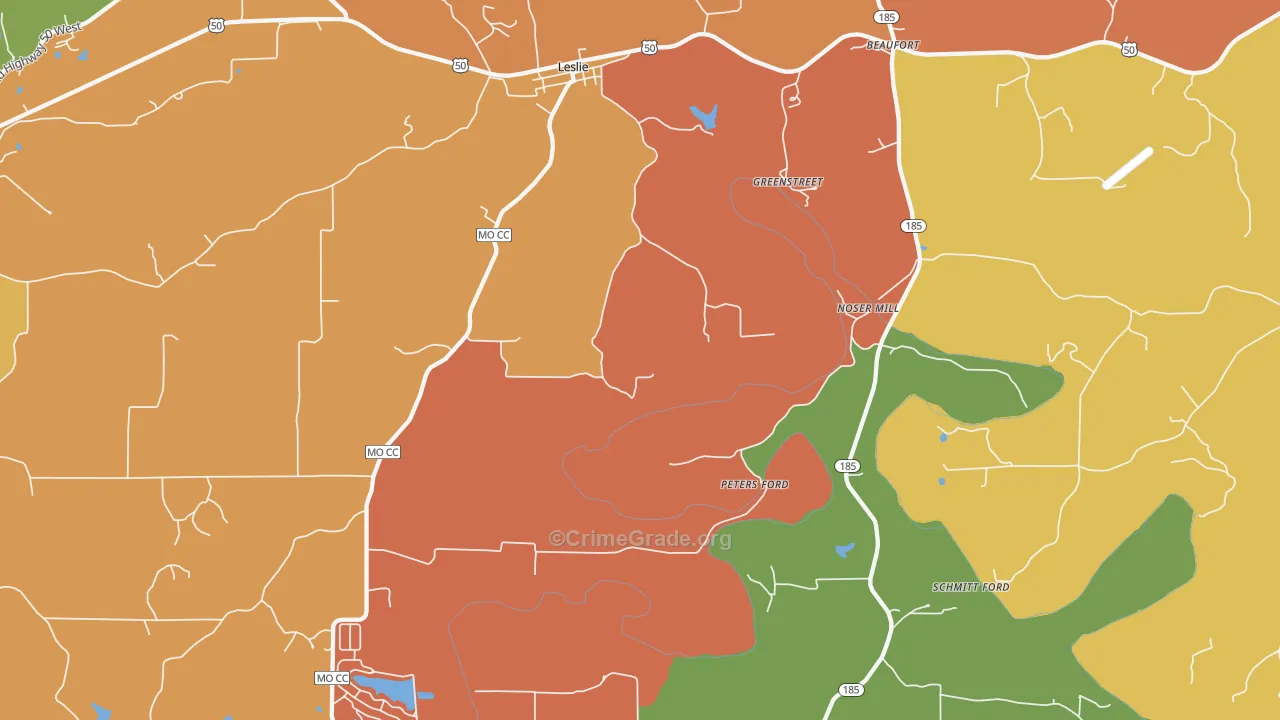 Greenstreet, MO Map of Arson Rates