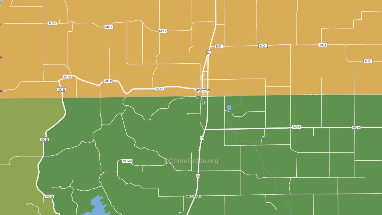 Greentop, MO Map of Arson Rates