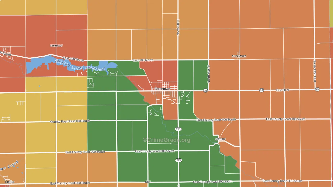 Greentown, IN Map of Arson Rates