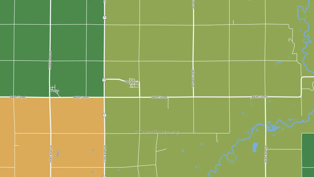 Greenville, IA Map of Arson Rates