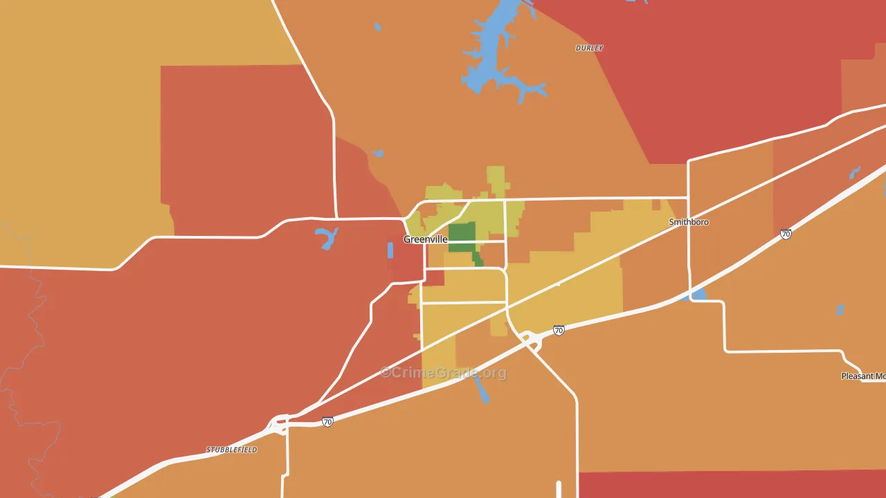 Greenville, IL Map of Arson Rates