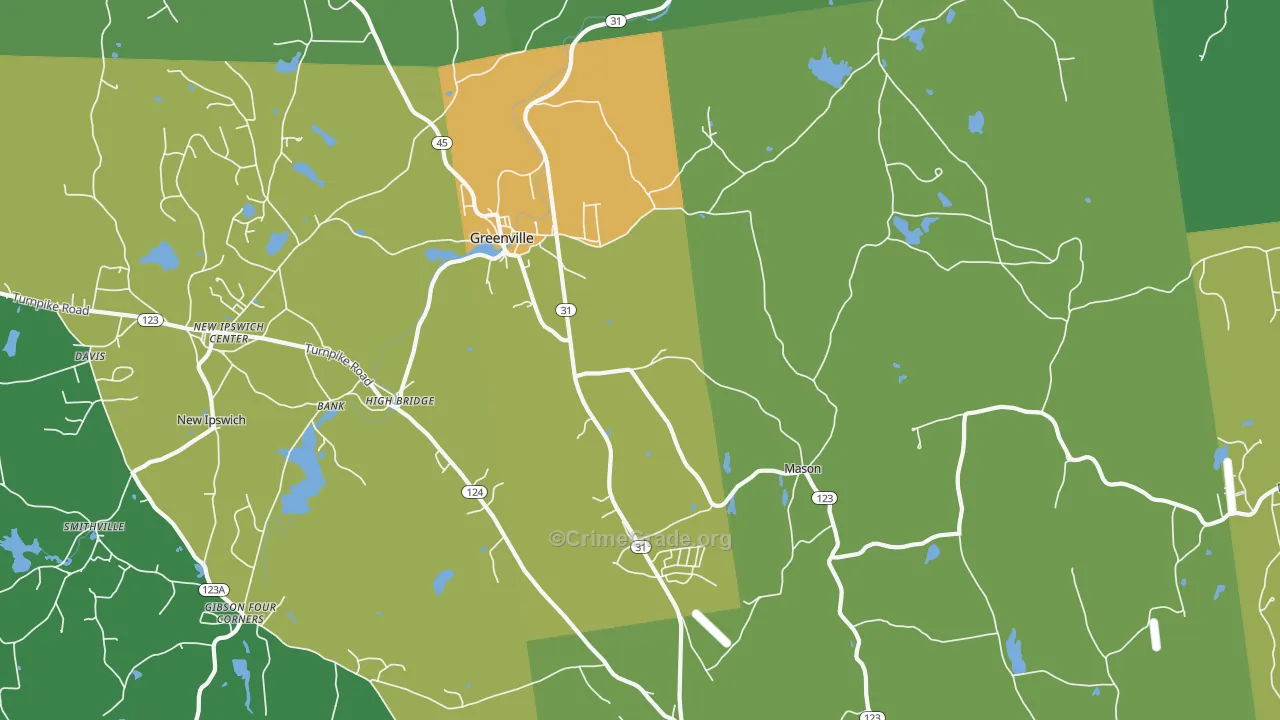 Greenville, NH Map of Arson Rates