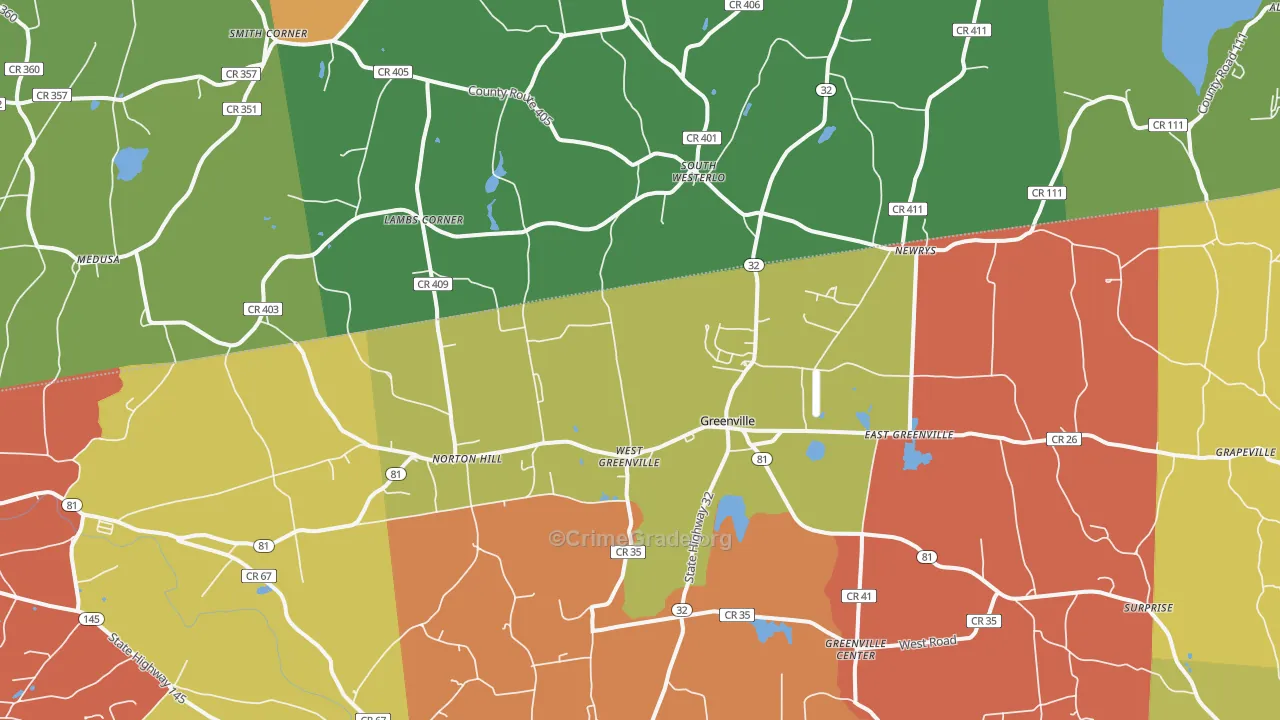 Greenville, NY Map of Arson Rates