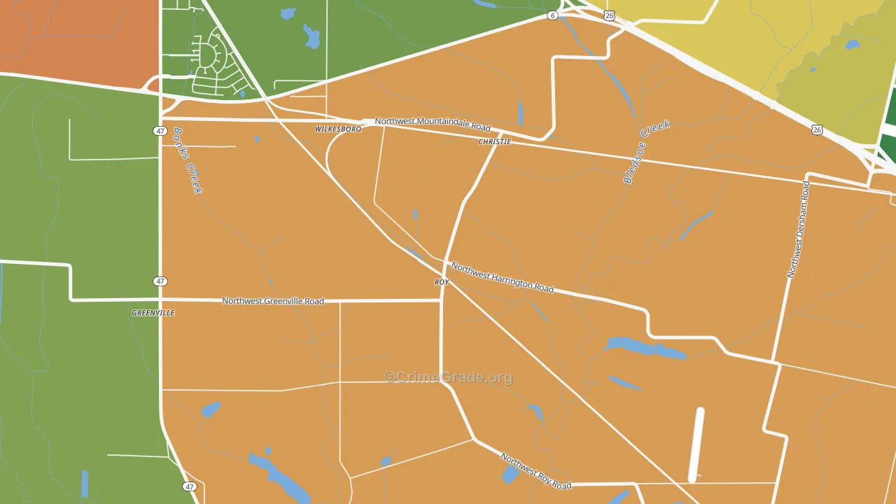 Greenville, OR Map of Arson Rates