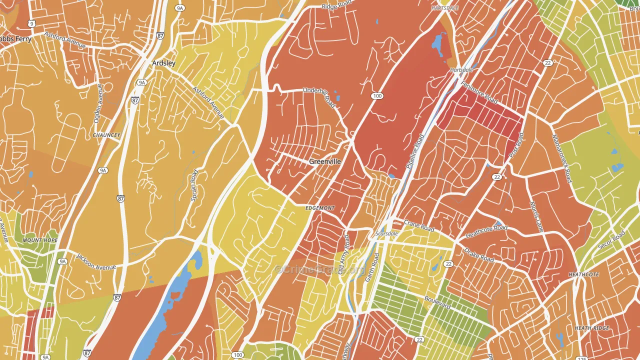 Greenville, Scarsdale, NY Map of Arson Rates