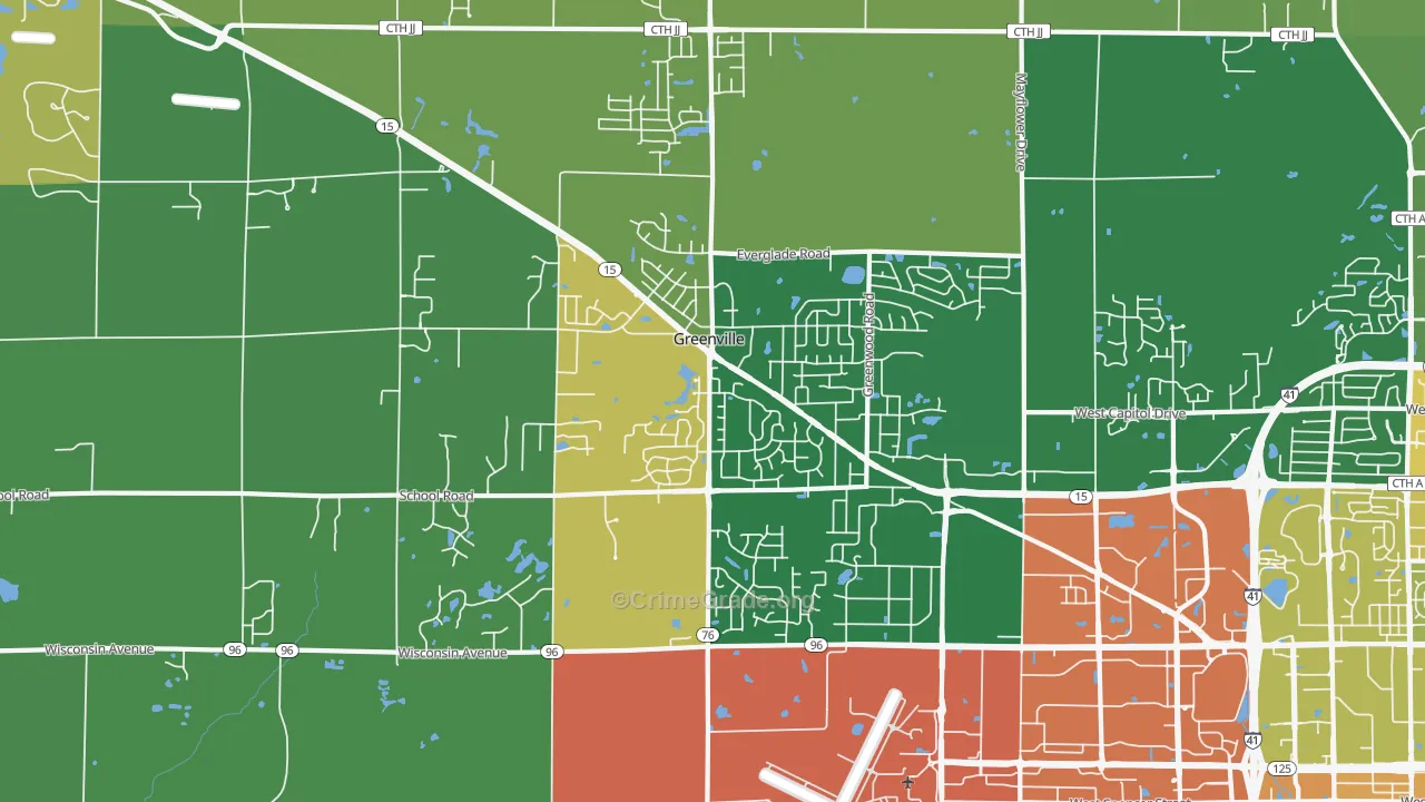 Greenville, WI Map of Arson Rates