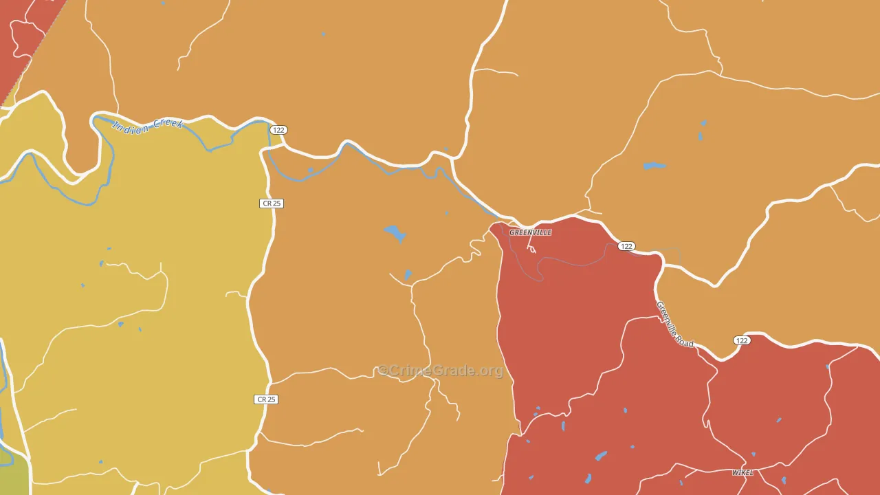 Greenville, WV Map of Arson Rates