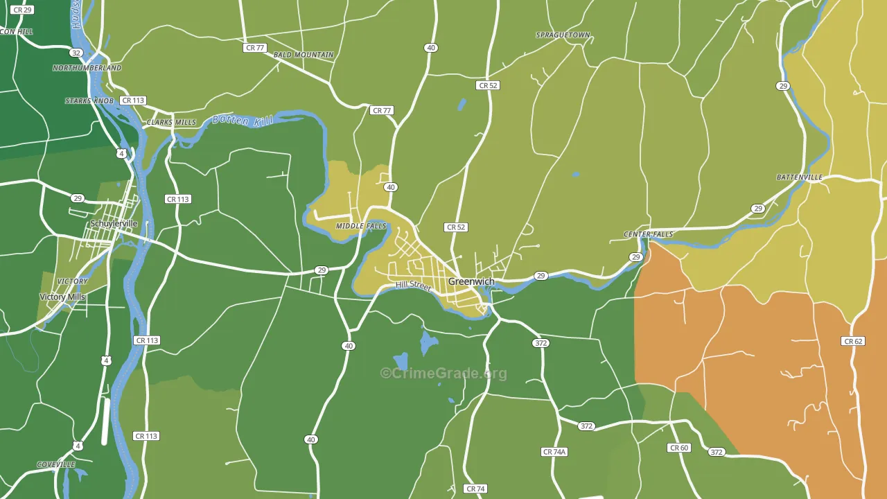 Greenwich, NY Map of Arson Rates