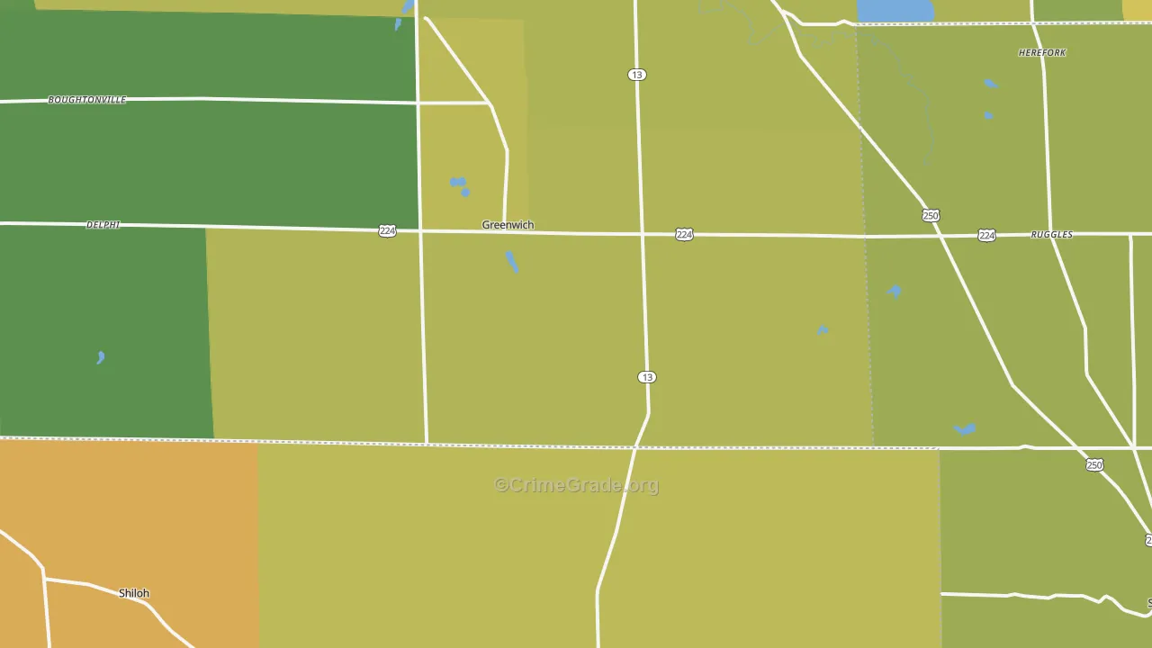 Greenwich, OH Map of Arson Rates