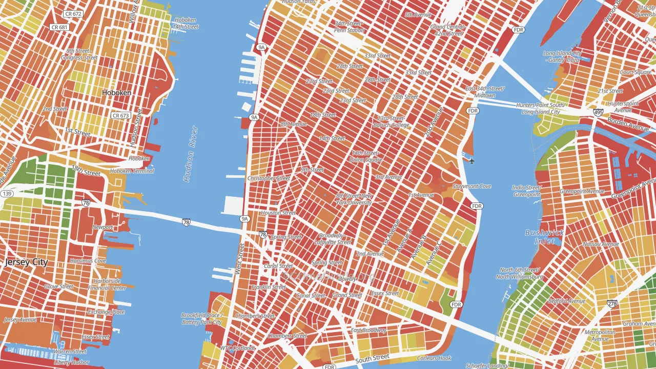Greenwich Village, Manhattan, NY Map of Arson Rates