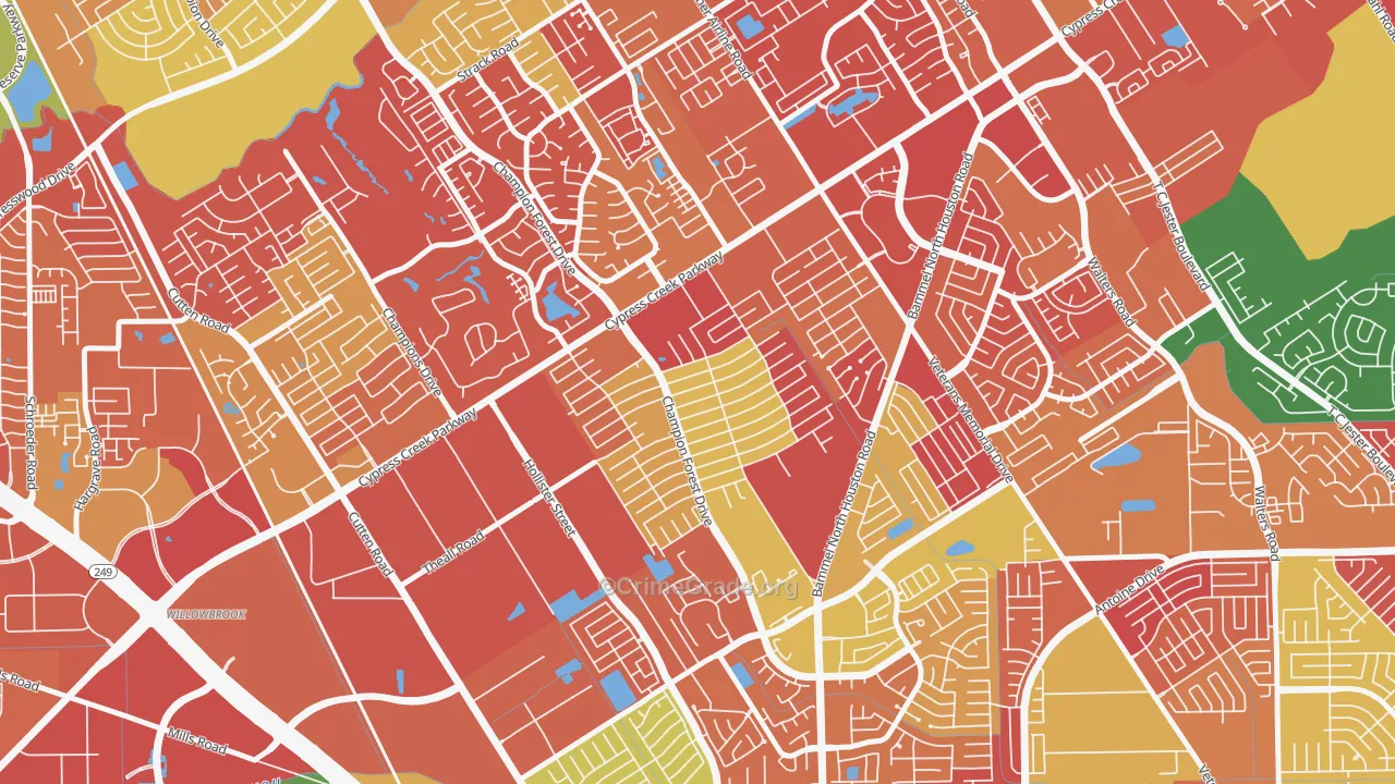 Greenwood Forest, Houston, TX Map of Arson Rates