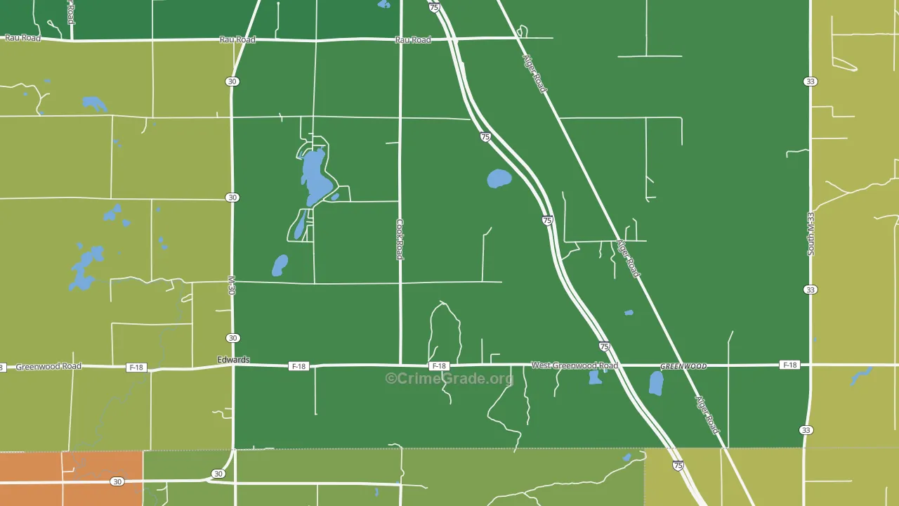 Greenwood, MI Map of Arson Rates