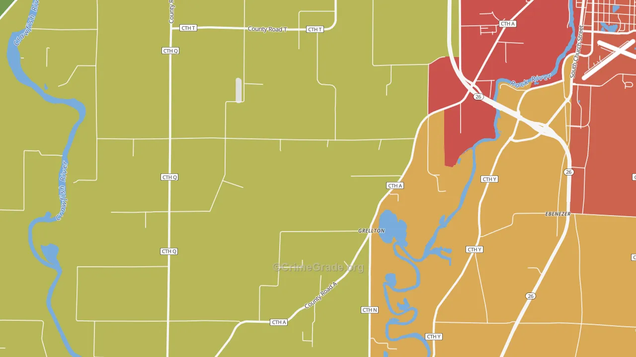 Grellton, WI Map of Arson Rates