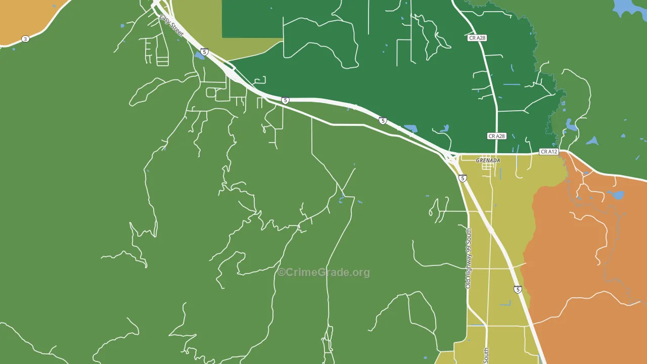 Grenada, CA Map of Arson Rates