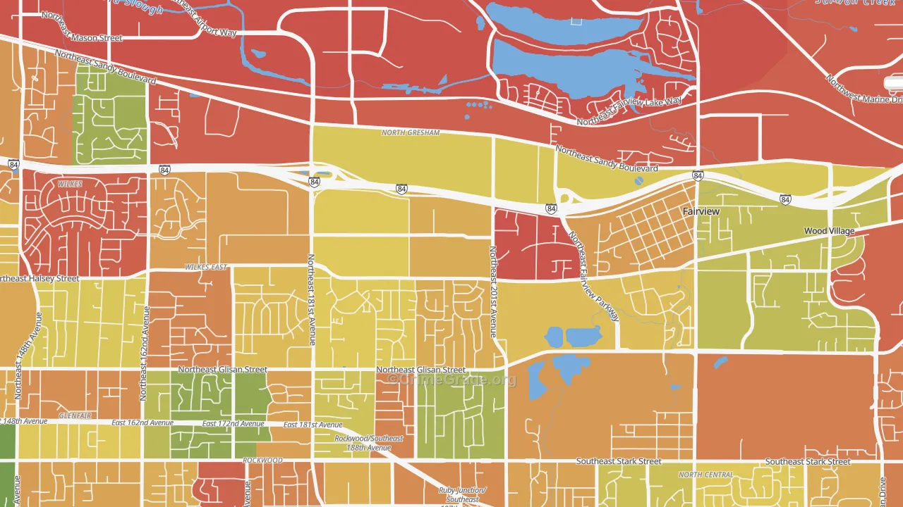 Gresham-North Gresham, Gresham, OR Map of Arson Rates