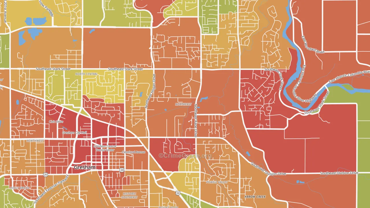 Gresham-Northeast, Gresham, OR Map of Arson Rates