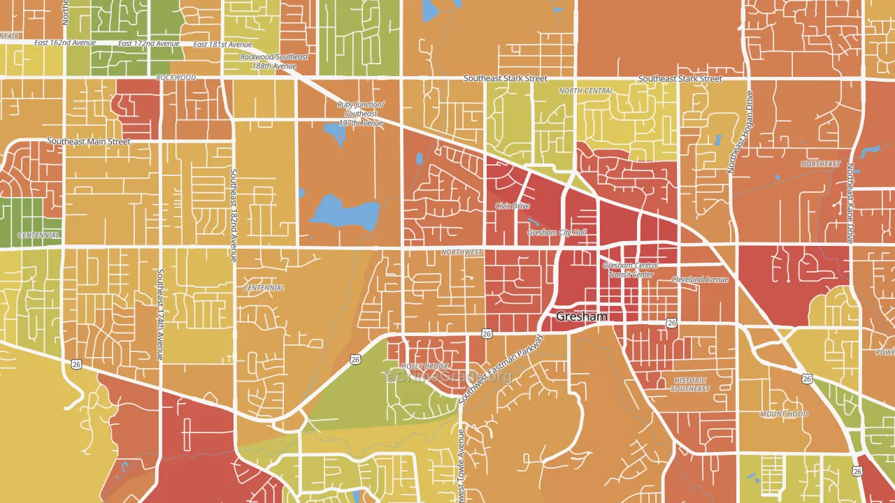 Gresham-Northwest, Gresham, OR Map of Arson Rates
