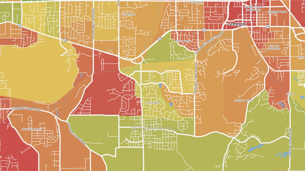Gresham-Southwest, Gresham, OR Map of Arson Rates