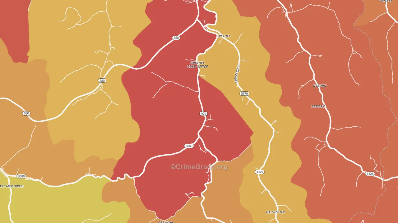 Grethel, KY Map of Arson Rates