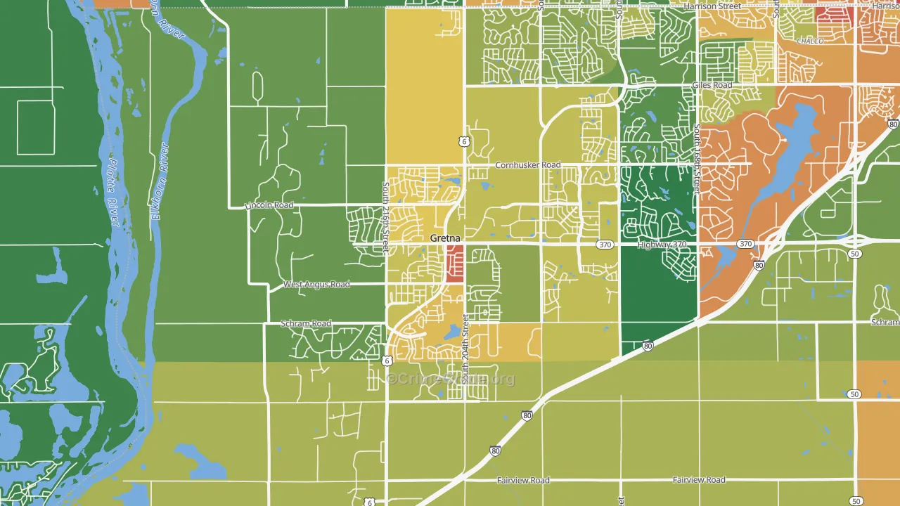Gretna, NE Map of Arson Rates